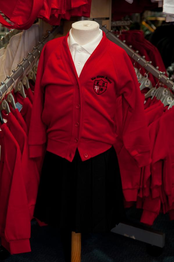 Lee Chapel Primary School - Red Sweatshirt Cardigan with School Logo - Schoolwear Centres | School Uniform Centres