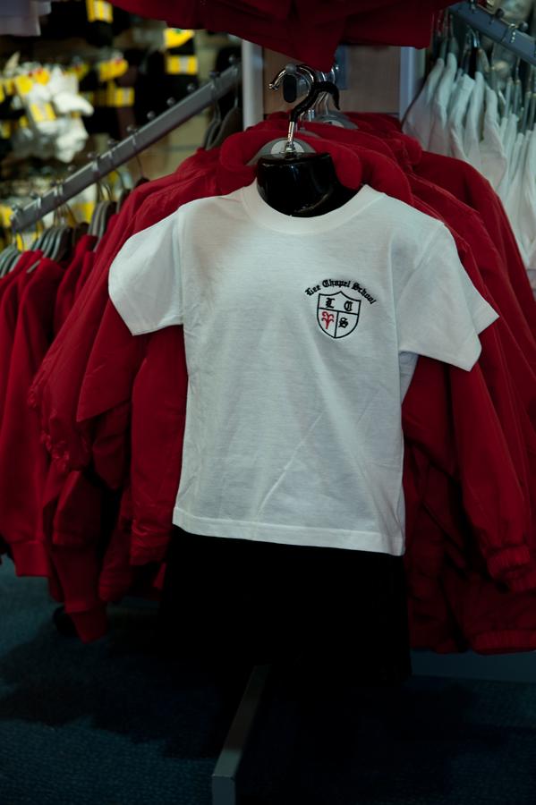 Lee Chapel Primary School - White P E T-Shirt with School Logo - Schoolwear Centres | School Uniform Centres