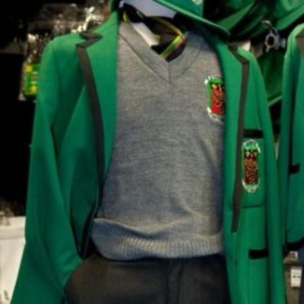 Saint Pierre School - Grey Knitted Jumper with School Logo - Schoolwear Centres | School Uniform Centres