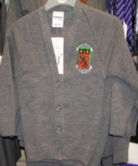 Saint Pierre School - Knitted Grey Cardigan with School Logo - Schoolwear Centres | School Uniform Centres