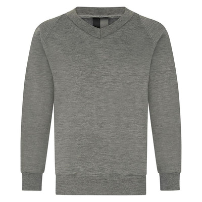 Millhouse Primary - Mid Grey V-Neck Sweatshirt Jumper with School Logo - Schoolwear Centres | School Uniform Centres