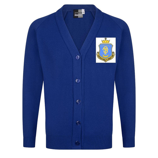 St Teresa's Catholic Primary School - Royal Knitted Cardigan with School Logo - Schoolwear Centres | School Uniform Centres