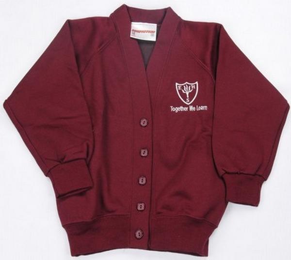 Earls Hall Primary School - Maroon Sweatshirt Cardigan with School Logo - Schoolwear Centres | School Uniform Centres