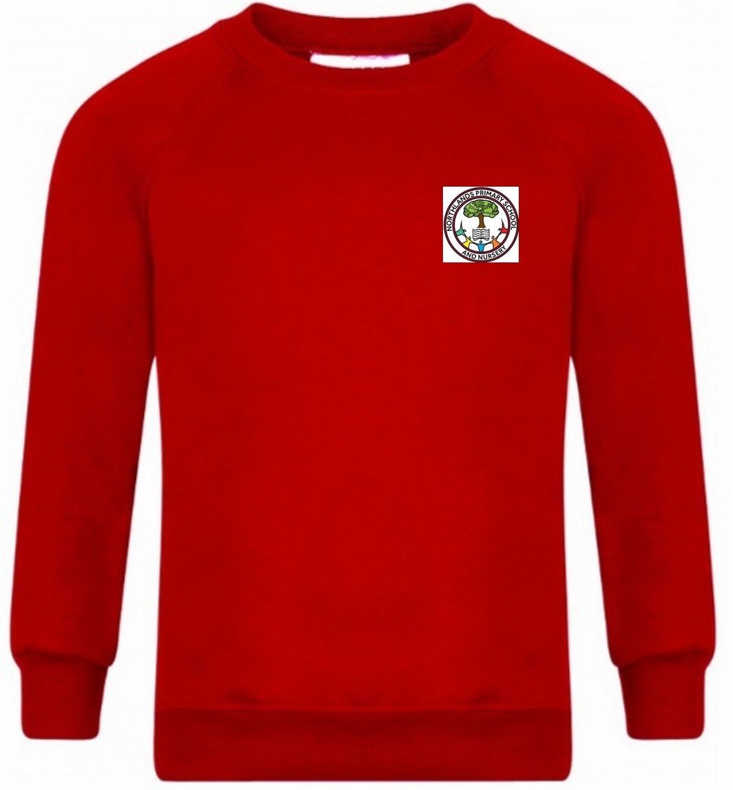 Northlands Junior School - Red Sweatshirt Jumper with School Logo - Schoolwear Centres | School Uniform Centres