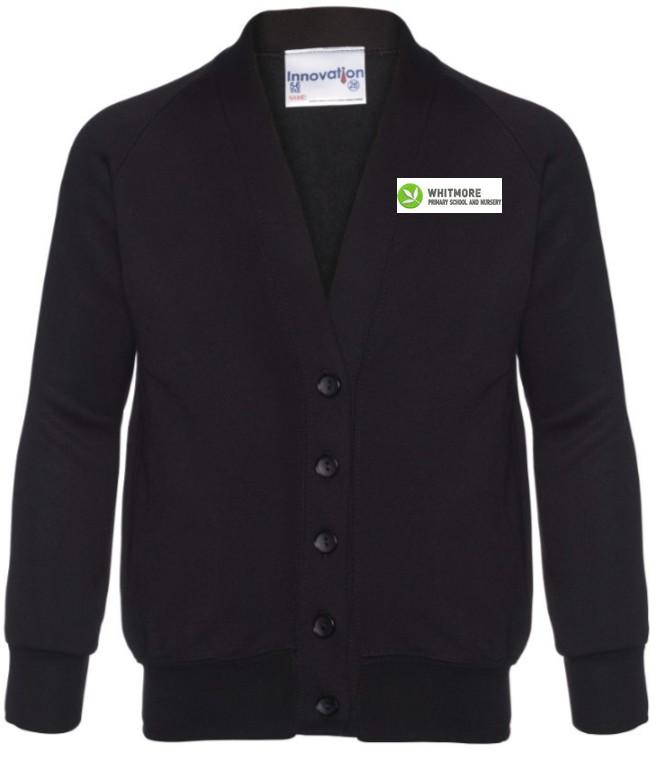 Whitmore Primary School and Nursery - Black Sweatshirt Cardigan with School Logo - Schoolwear Centres | School Uniform Centres