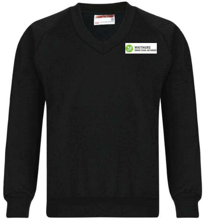 Whitmore Primary School and Nursery - Black V-neck Sweatshirt with School Logo - Schoolwear Centres | School Uniform Centres