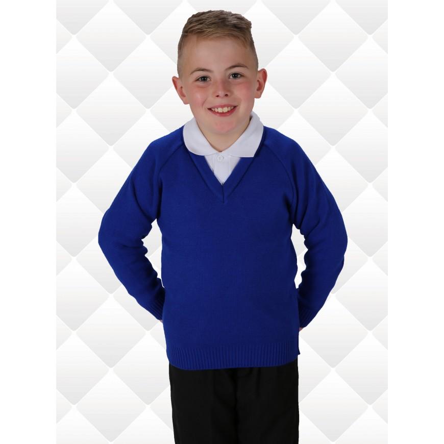 Boys Knitted V-Neck Jumpers in Black | Navy | Grey | Bottle | Maroon | Brown | Red | Royal | Purple - Schoolwear Centres | School Uniform Centres