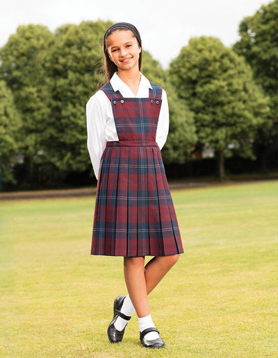 Prestwick Tartan Pinafore | Bottle  | Grey | Maroon | Red | Royal Blue - Schoolwear Centres | School Uniform Centres