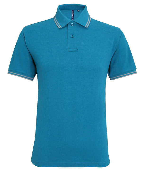 Teal Heather/Heather Grey - Men's classic fit tipped polo Polos Asquith & Fox Must Haves, Perfect for DTG print, Plus Sizes, Polos & Casual, Raladeal - Recently Added Schoolwear Centres