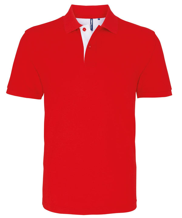 Red/White - Men's classic fit contrast polo Polos Asquith & Fox Must Haves, Perfect for DTG print, Plus Sizes, Polos & Casual, Raladeal - Recently Added Schoolwear Centres