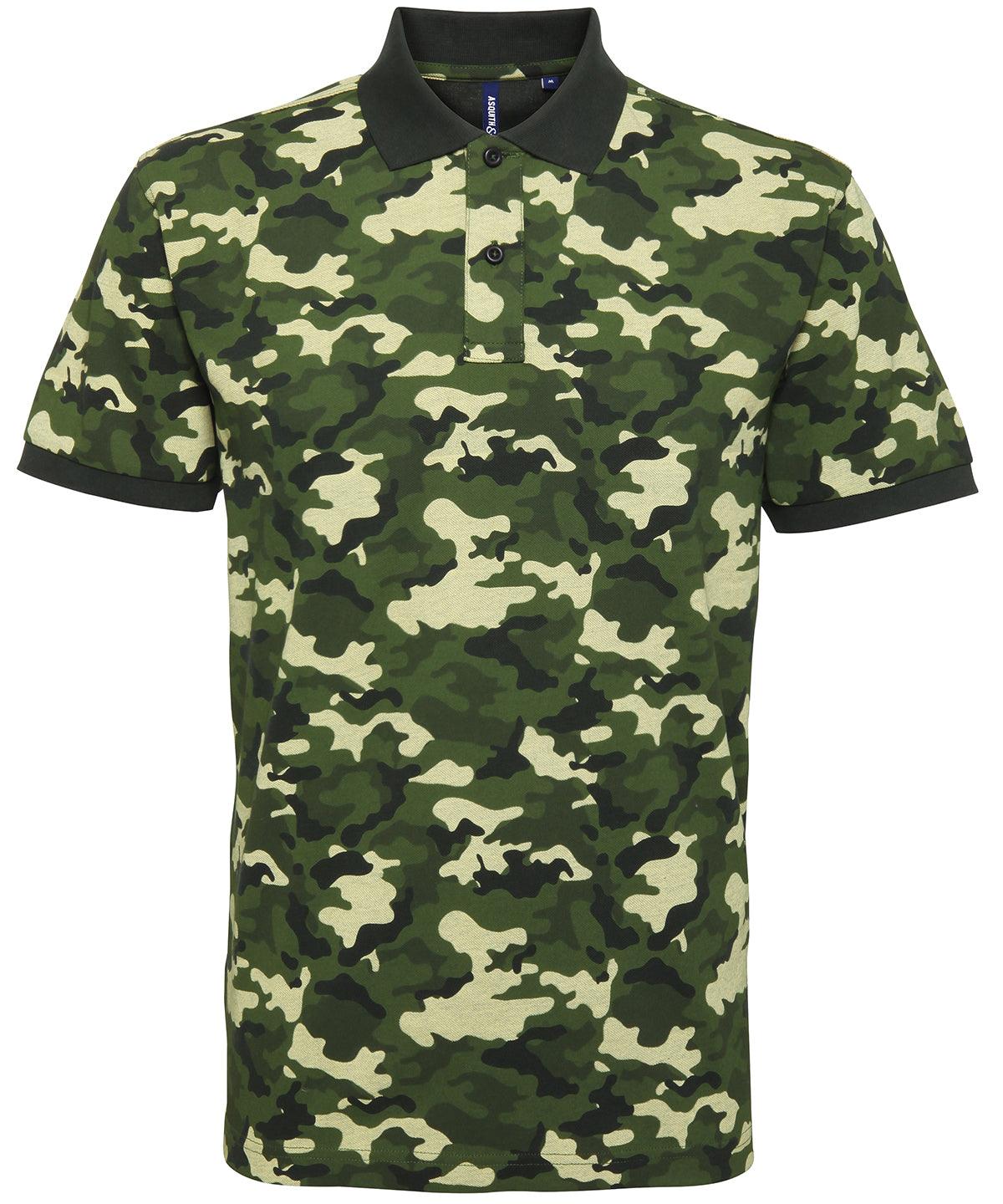 Camo Green - Men's camo piqué polo Polos Asquith & Fox Camo, Perfect for DTG print, Plus Sizes, Polos & Casual, Resortwear Schoolwear Centres