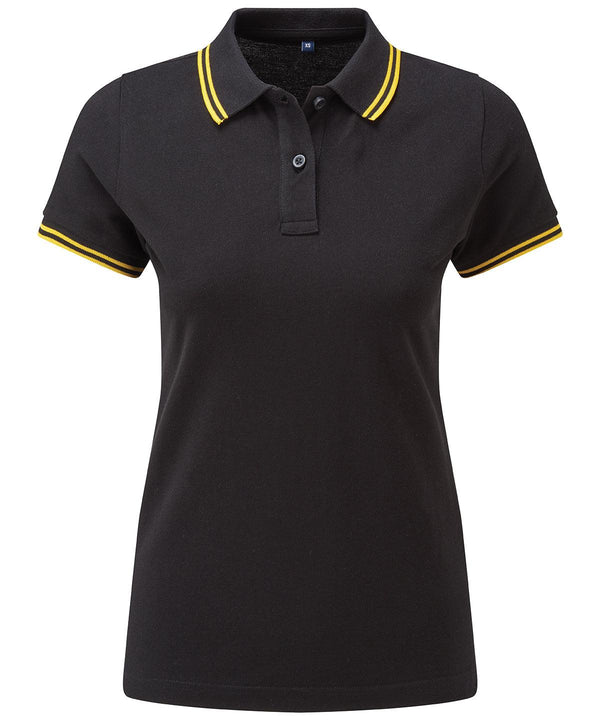 Black/Yellow - Women's classic fit tipped polo Polos Asquith & Fox Must Haves, Perfect for DTG print, Polos & Casual, Raladeal - Recently Added, Rebrandable, Women's Fashion Schoolwear Centres