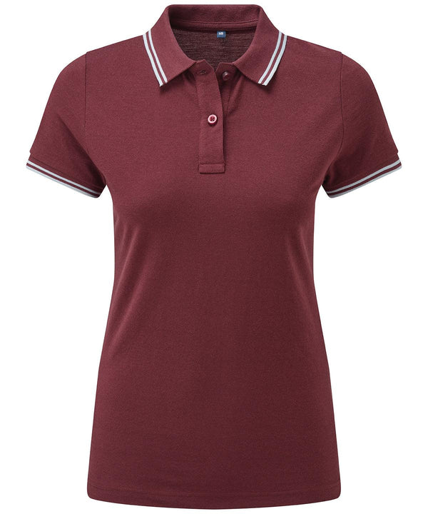 Burgundy/Sky - Women's classic fit tipped polo Polos Asquith & Fox Must Haves, Perfect for DTG print, Polos & Casual, Raladeal - Recently Added, Rebrandable, Women's Fashion Schoolwear Centres