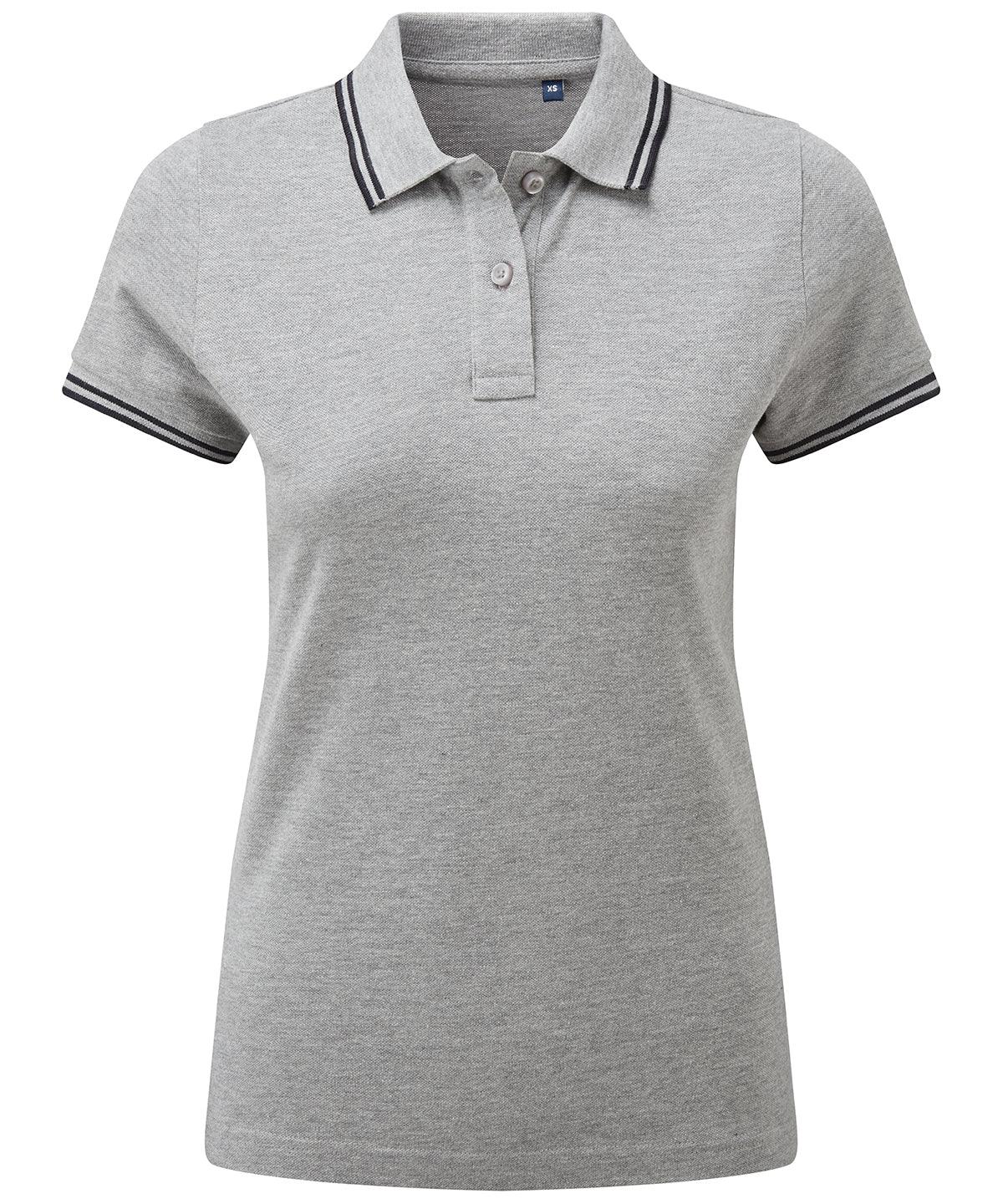 Heather Grey/Black - Women's classic fit tipped polo Polos Asquith & Fox Must Haves, Perfect for DTG print, Polos & Casual, Raladeal - Recently Added, Rebrandable, Women's Fashion Schoolwear Centres