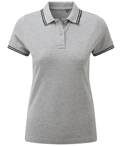 Heather Grey/Black - Women's classic fit tipped polo Polos Asquith & Fox Must Haves, Perfect for DTG print, Polos & Casual, Raladeal - Recently Added, Rebrandable, Women's Fashion Schoolwear Centres