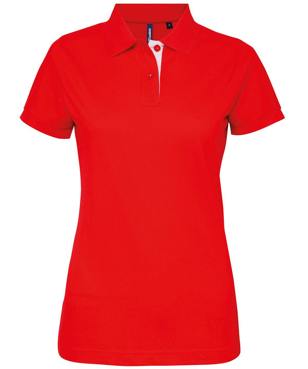 Red/White - Women's contrast polo Polos Asquith & Fox Must Haves, Perfect for DTG print, Polos & Casual, Raladeal - Recently Added, Women's Fashion Schoolwear Centres