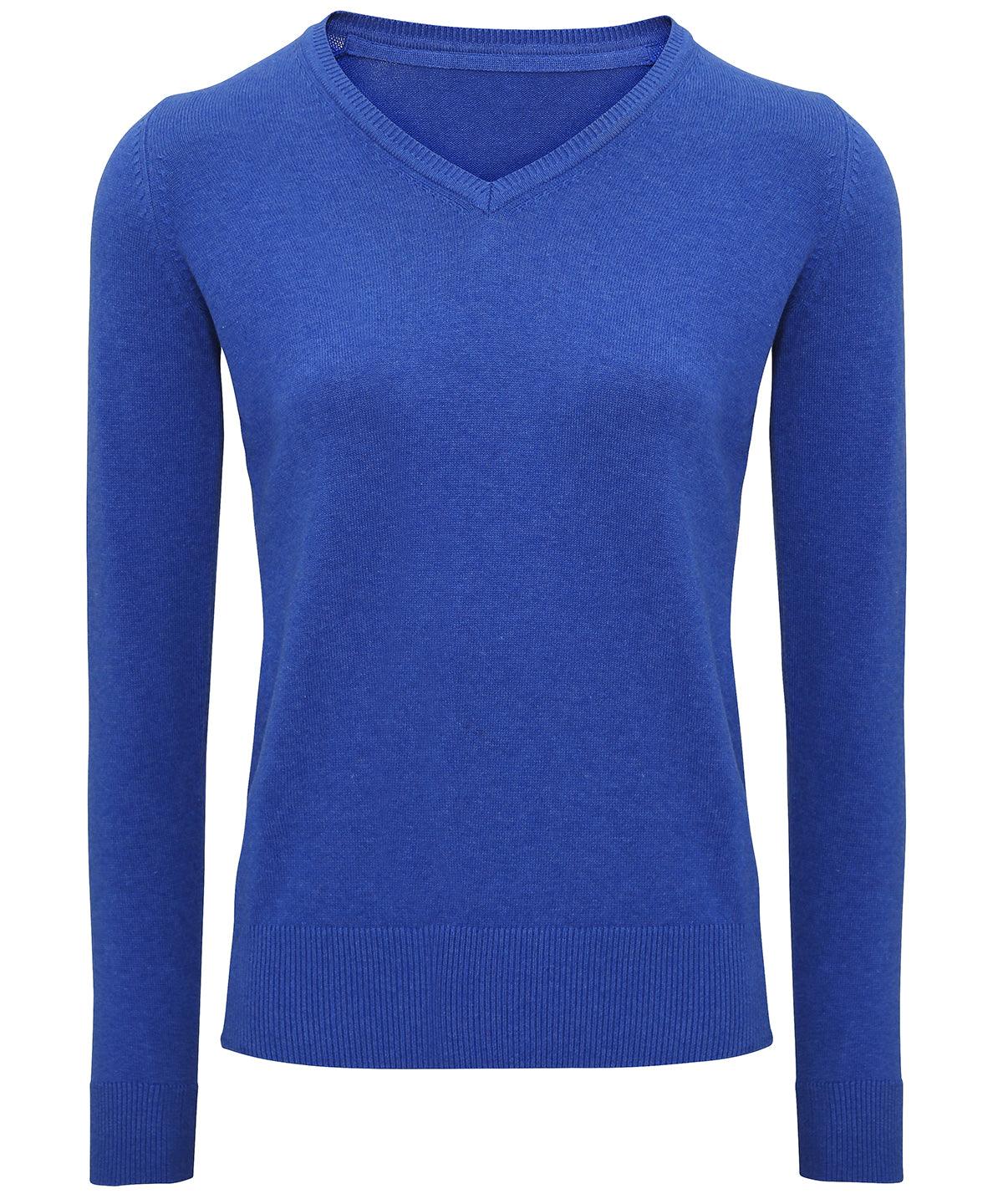 Royal Heather - Women's cotton blend v-neck sweater Knitted Jumpers Asquith & Fox Knitwear Schoolwear Centres