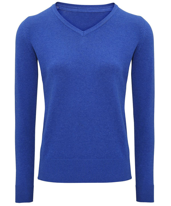 Royal Heather - Women's cotton blend v-neck sweater Knitted Jumpers Asquith & Fox Knitwear Schoolwear Centres