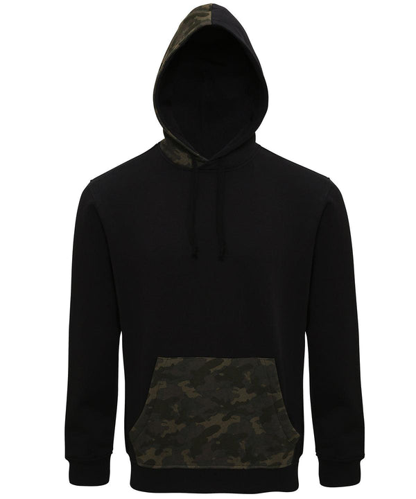 Black/Green Camo - Men's camo trimmed hoodie Hoodies Asquith & Fox Camo, Hoodies, Plus Sizes Schoolwear Centres