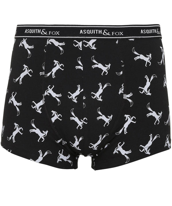 Black/Silver - Men's printed fox shorty Boxers Asquith & Fox Gifting & Accessories, Lounge & Underwear Schoolwear Centres