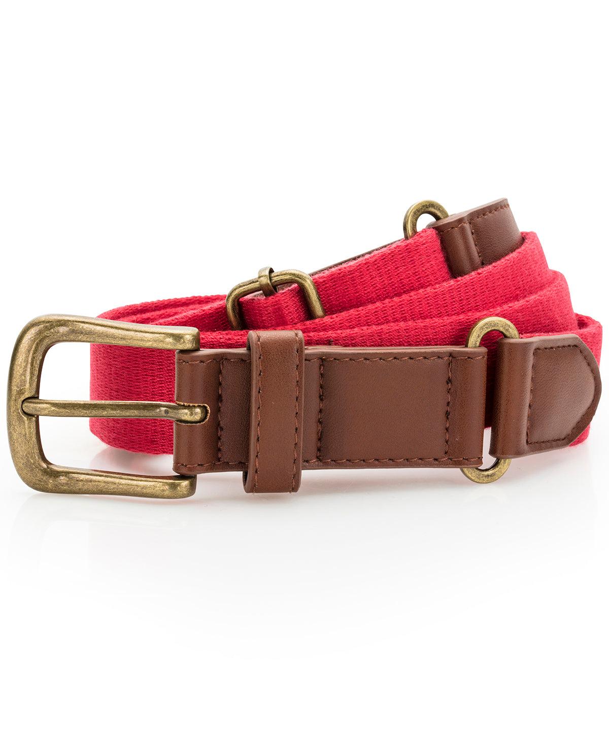 Cherry Red - Faux leather and canvas belt Belts Asquith & Fox Gifting & Accessories, Trousers & Shorts Schoolwear Centres