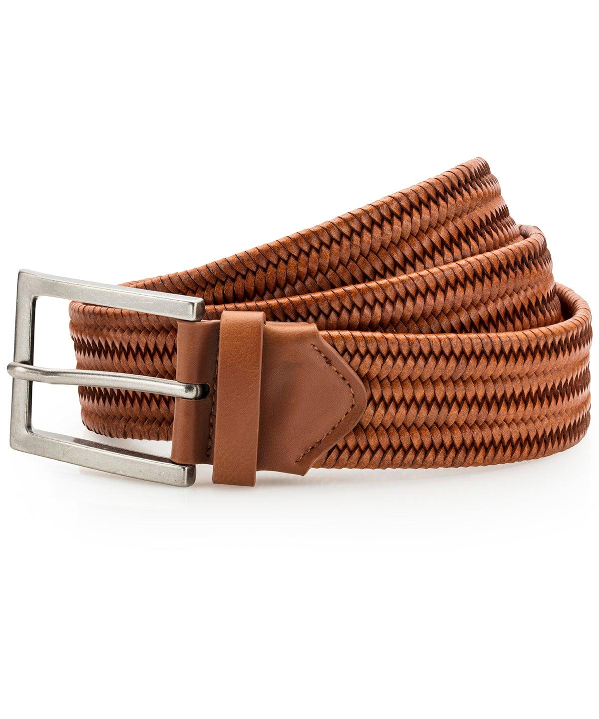 Tan - Leather braid belt Belts Asquith & Fox Gifting & Accessories, Trousers & Shorts Schoolwear Centres