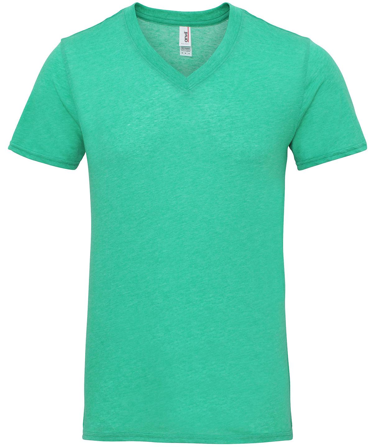 Heather Green - Anvil featherweight v-neck tee T-Shirts Last Chance to Buy Rebrandable, T-Shirts & Vests Schoolwear Centres