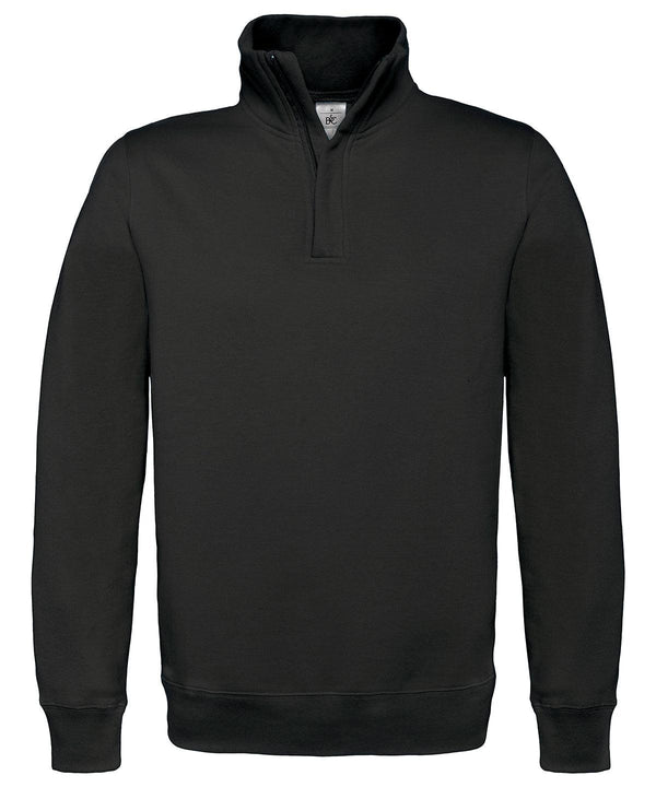 Black - B&C ID.004 ¼ zip sweatshirt Sweatshirts B&C Collection Plus Sizes, Sweatshirts Schoolwear Centres