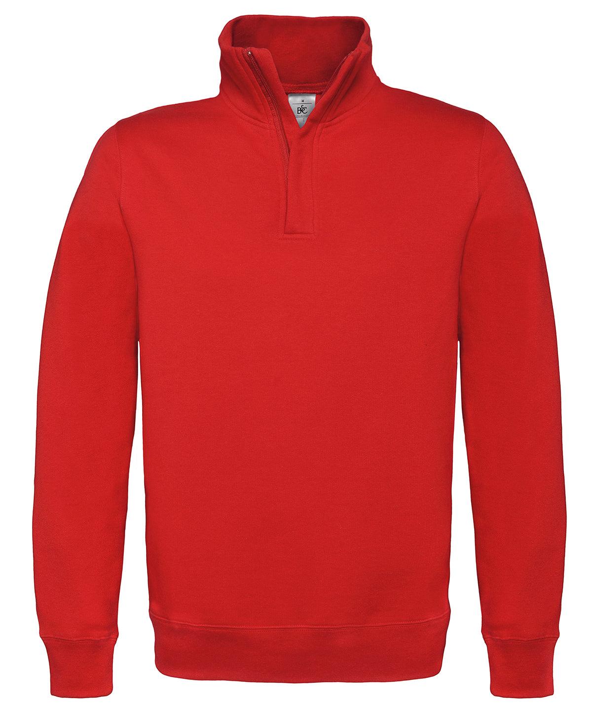 Red - B&C ID.004 ¼ zip sweatshirt Sweatshirts B&C Collection Plus Sizes, Sweatshirts Schoolwear Centres