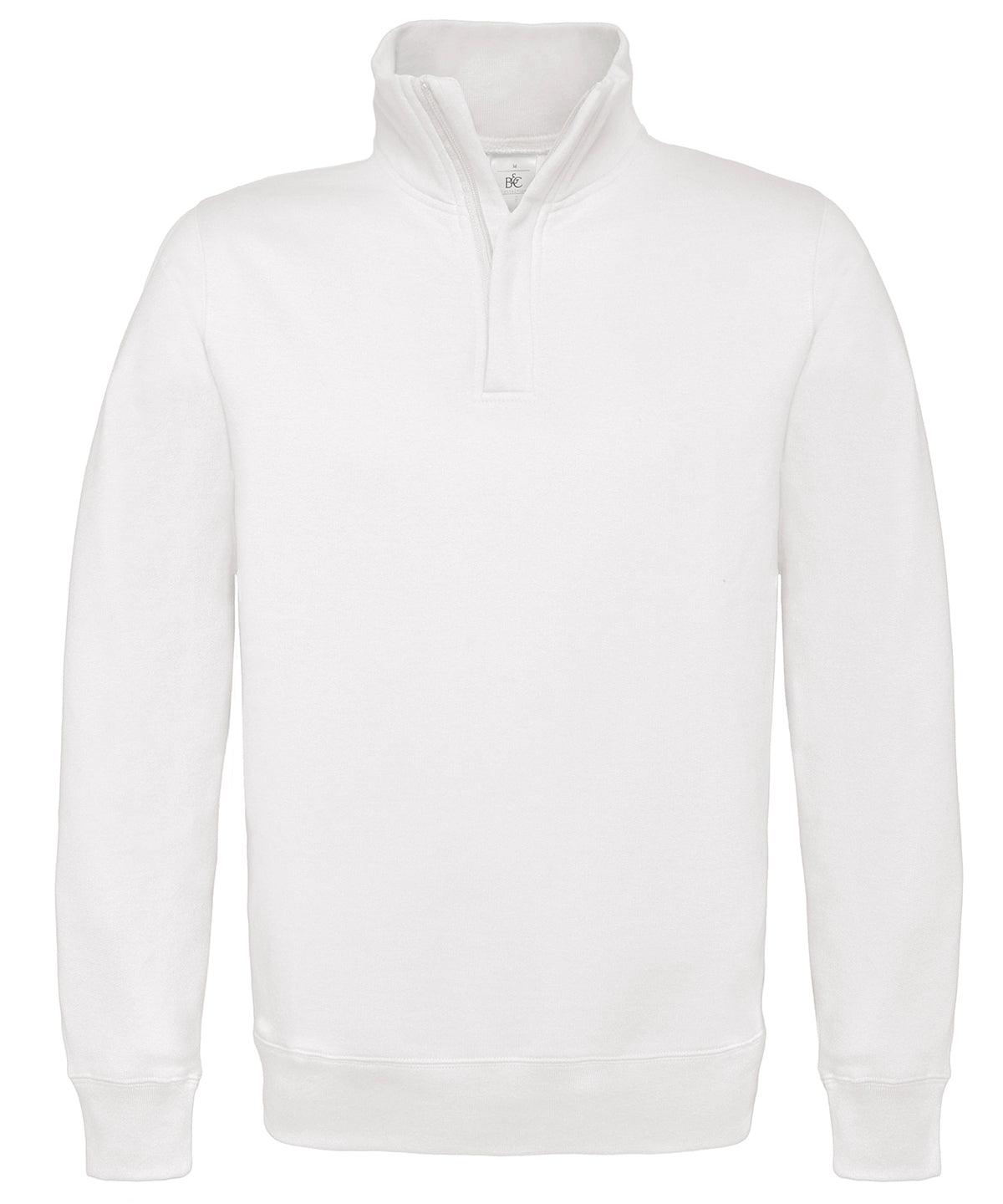 White - B&C ID.004 ¼ zip sweatshirt Sweatshirts B&C Collection Plus Sizes, Sweatshirts Schoolwear Centres