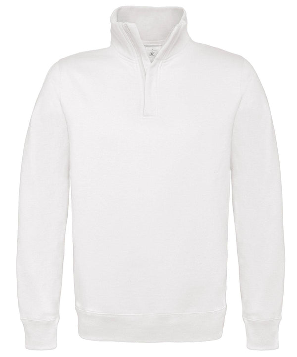 White - B&C ID.004 ¼ zip sweatshirt Sweatshirts B&C Collection Plus Sizes, Sweatshirts Schoolwear Centres