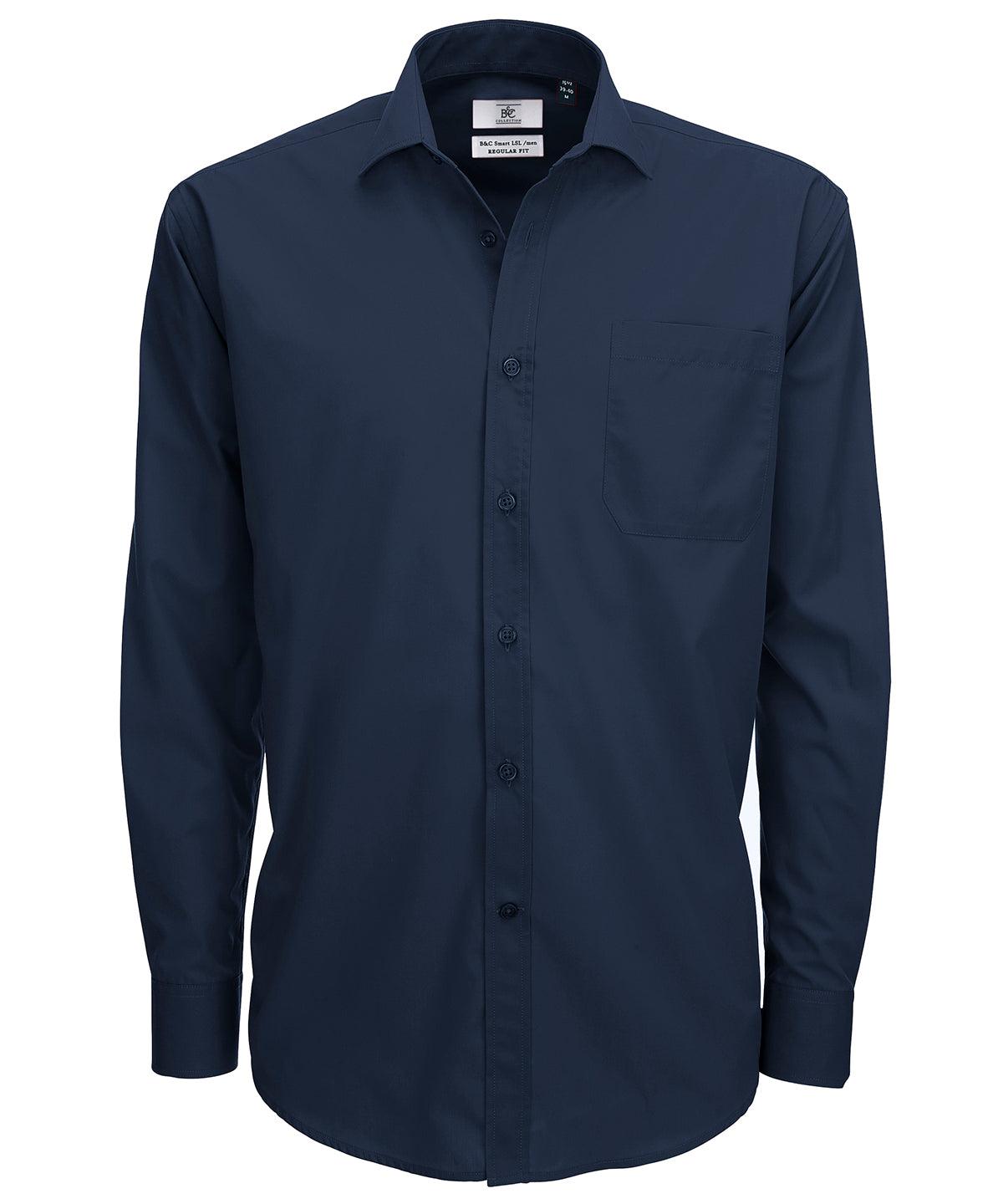 Navy - B&C Smart long sleeve /men Shirts B&C Collection Plus Sizes, Raladeal - Recently Added, Shirts & Blouses Schoolwear Centres