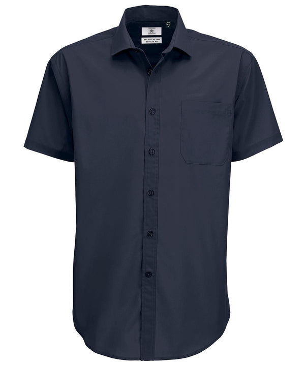 Navy - B&C Smart short sleeve /men Shirts B&C Collection Plus Sizes, Raladeal - Recently Added, Shirts & Blouses, Workwear Schoolwear Centres