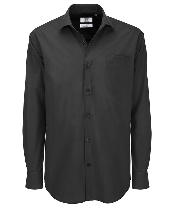Black - B&C Heritage long sleeve /men Shirts B&C Collection Plus Sizes, Raladeal - Recently Added, Shirts & Blouses Schoolwear Centres