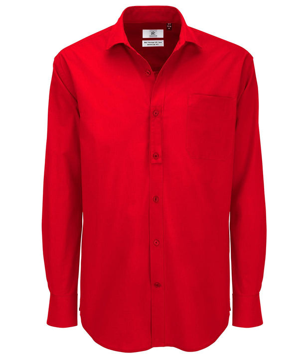 Deep Red - B&C Heritage long sleeve /men Shirts B&C Collection Plus Sizes, Raladeal - Recently Added, Shirts & Blouses Schoolwear Centres