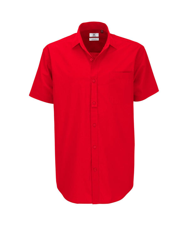 Deep Red - B&C Heritage short sleeve /men Shirts B&C Collection Plus Sizes, Shirts & Blouses Schoolwear Centres