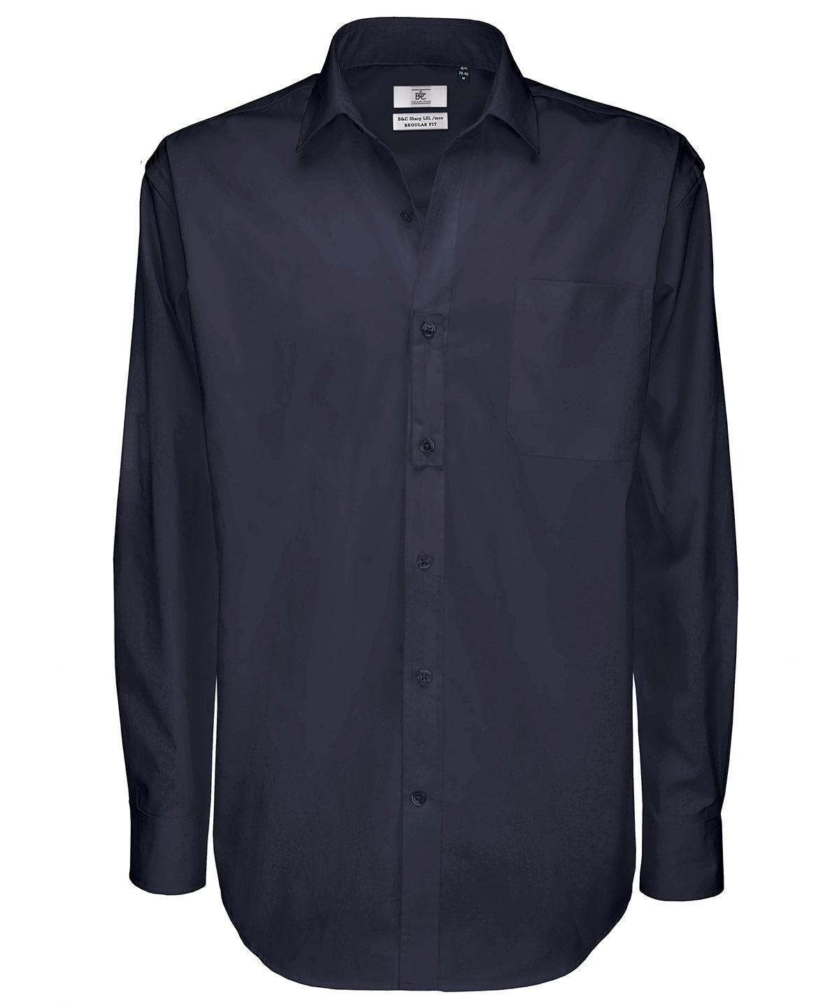 Navy - B&C Sharp long sleeve /men Shirts B&C Collection Plus Sizes, Raladeal - Recently Added, Shirts & Blouses Schoolwear Centres