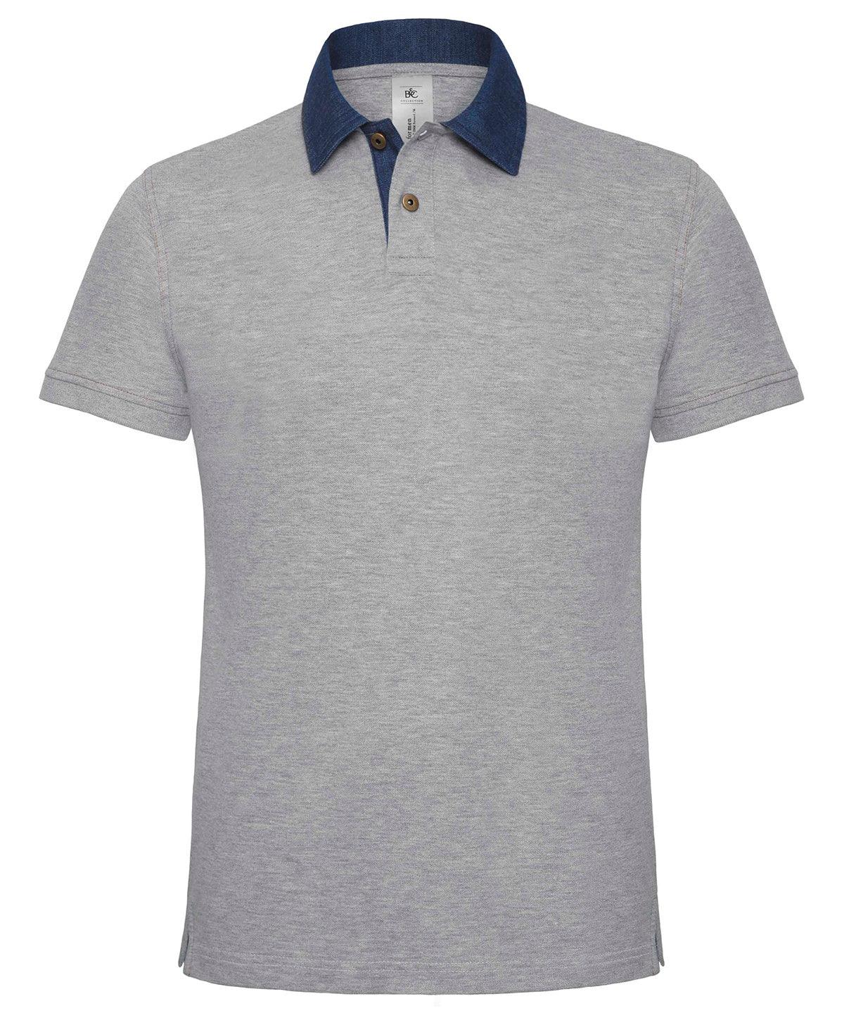 Denim/Heather Grey - B&C DNM forward /men Polos B&C Collection Polos & Casual, Raladeal - Recently Added Schoolwear Centres