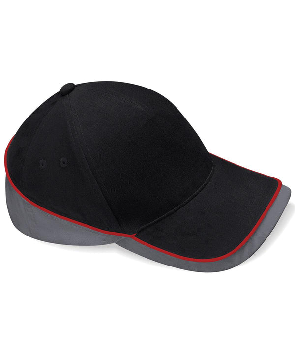 Black/Graphite Grey/Classic Red - Teamwear competition cap Caps Beechfield Headwear, Must Haves, New Colours For 2022 Schoolwear Centres