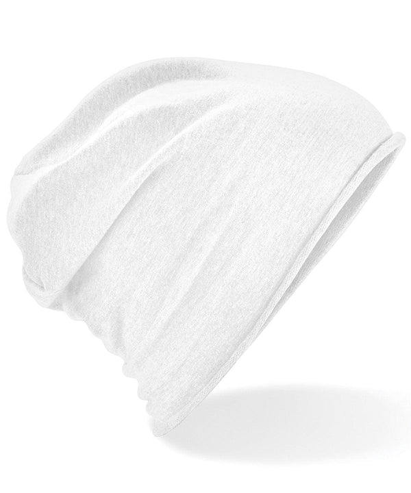 White - Jersey beanie Hats Beechfield Headwear, Winter Essentials Schoolwear Centres