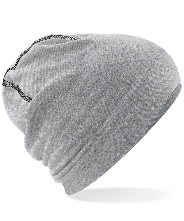 Heather Grey/Black - Hemsedal cotton beanie Hats Beechfield Headwear, Rebrandable, Winter Essentials Schoolwear Centres