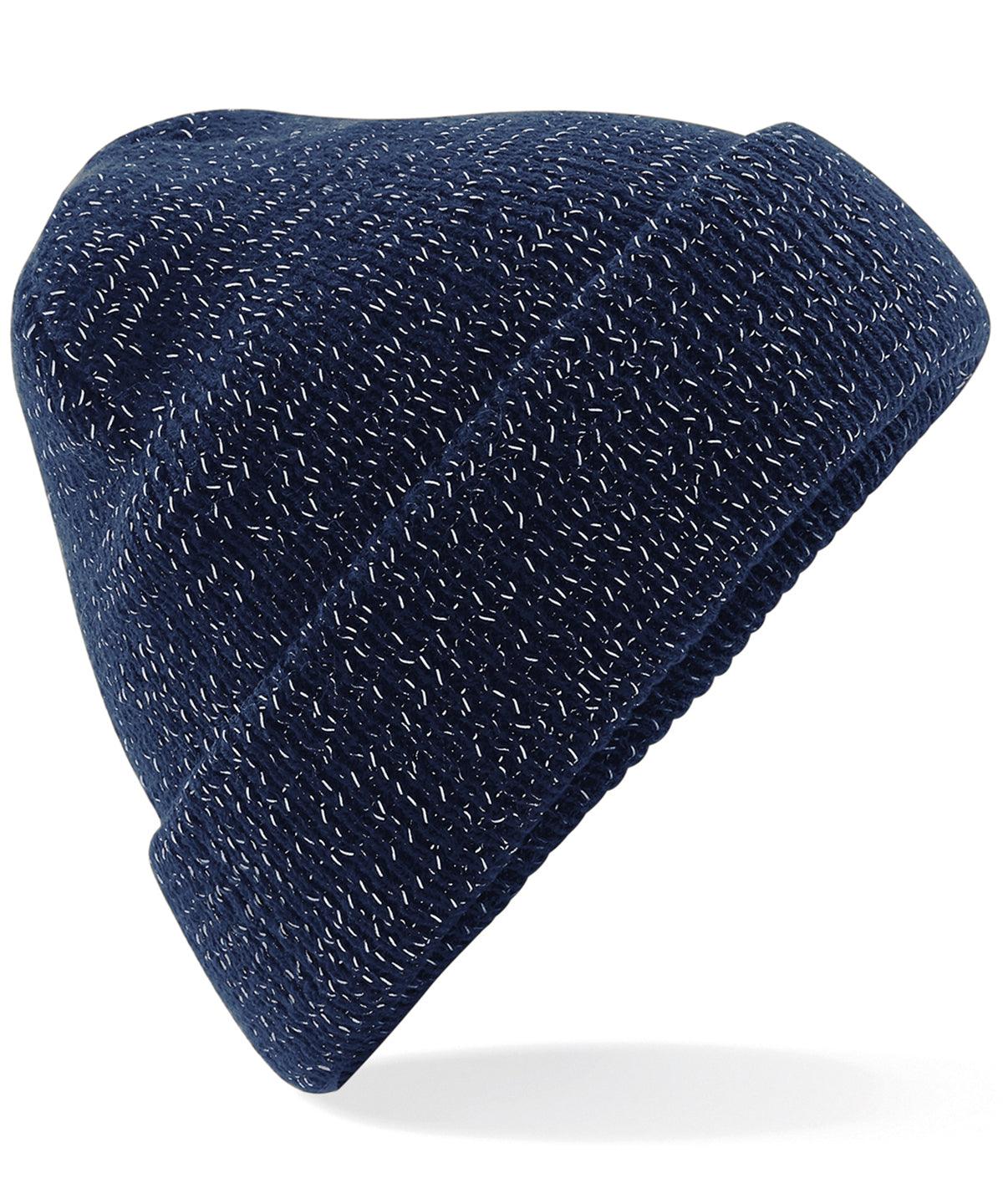 French Navy - Reflective beanie Hats Beechfield Headwear, Rebrandable, Winter Essentials Schoolwear Centres