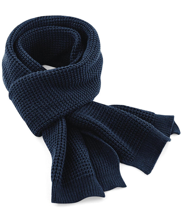 French Navy - Classic waffle knit scarf Scarves Beechfield Gifting & Accessories, Knitwear, Rebrandable, Winter Essentials Schoolwear Centres