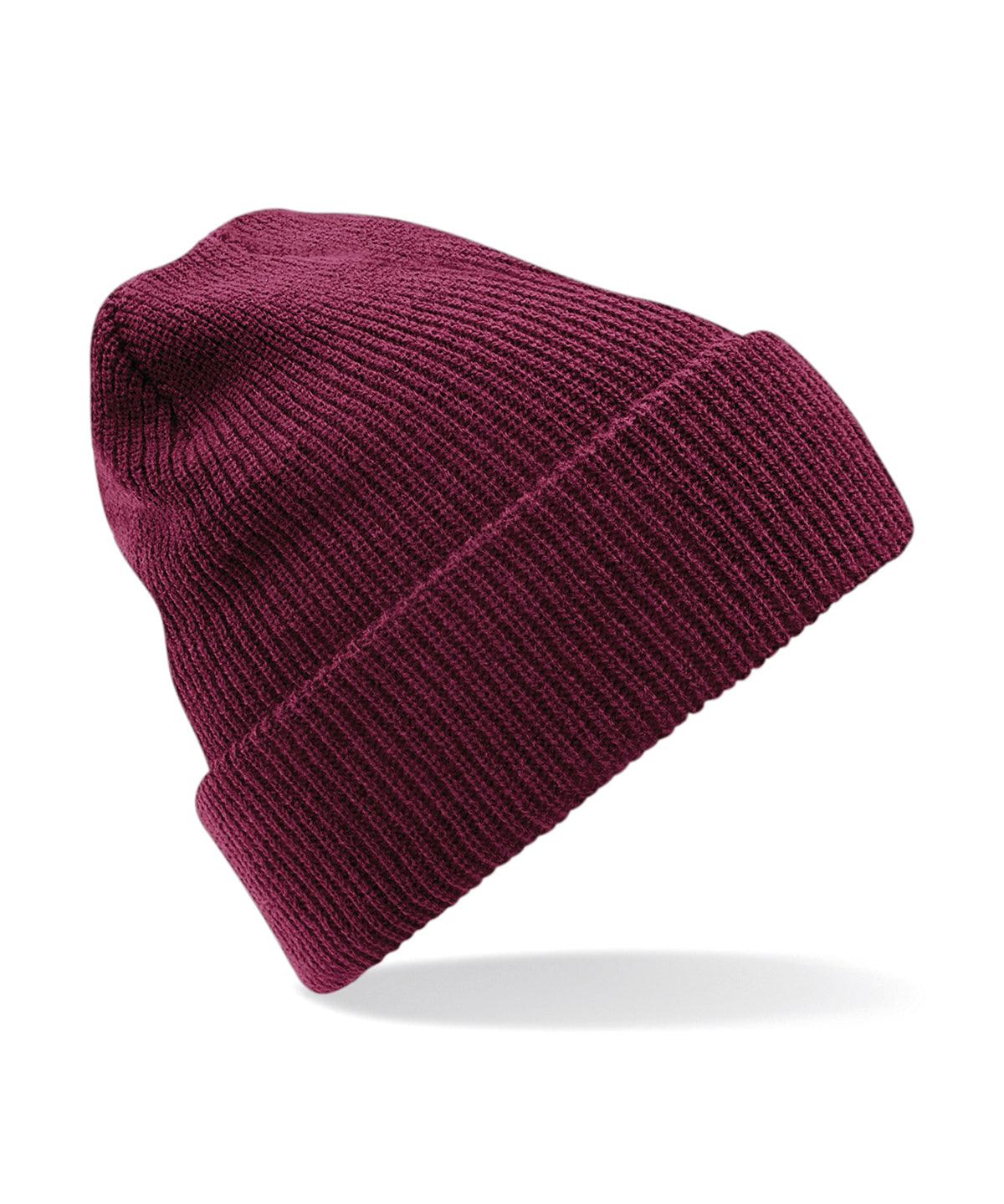 Burgundy - Heritage beanie Hats Beechfield Headwear, Must Haves, Winter Essentials Schoolwear Centres