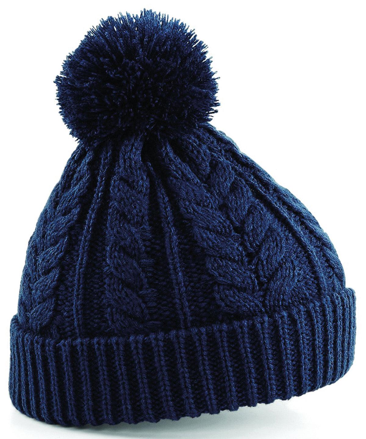 French Navy - Cable knit snowstar® beanie Hats Beechfield Headwear, Winter Essentials Schoolwear Centres