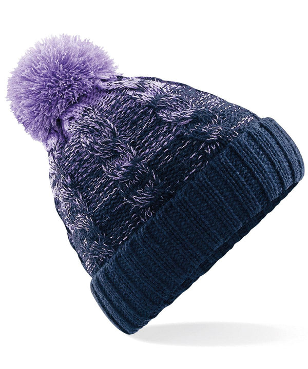 Lavender/French Navy - Ombré beanie Hats Beechfield Headwear, Pastels and Tie Dye, Rebrandable, Winter Essentials Schoolwear Centres