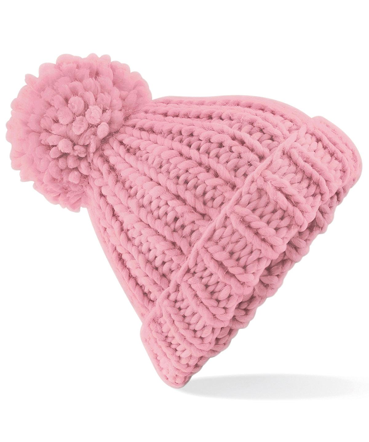 Dusky Pink - Oversized hand-knitted beanie Hats Beechfield Headwear, Rebrandable, Winter Essentials Schoolwear Centres