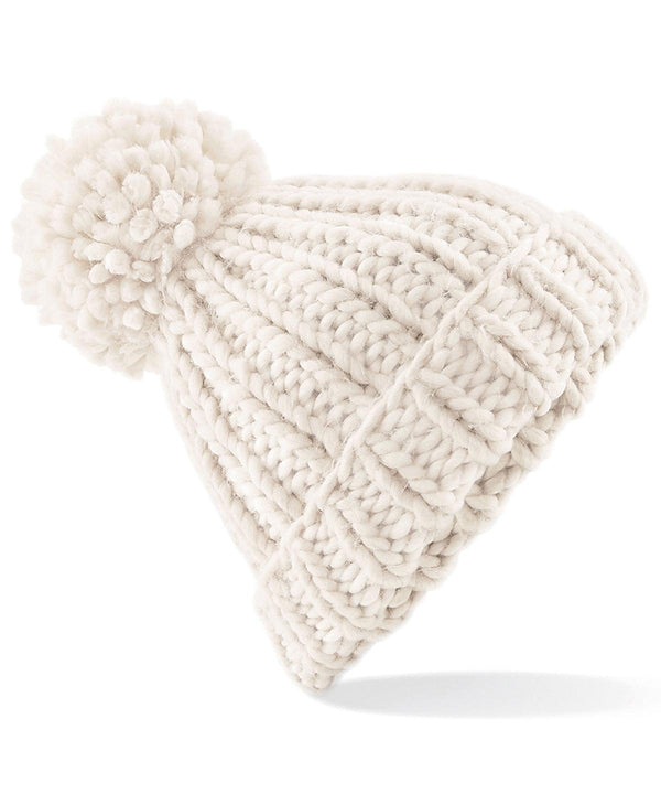 Oatmeal - Oversized hand-knitted beanie Hats Beechfield Headwear, Rebrandable, Winter Essentials Schoolwear Centres