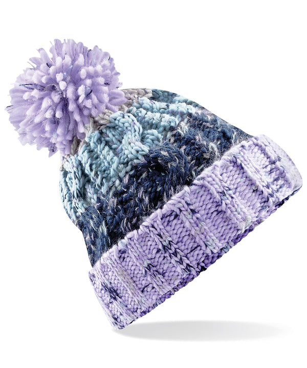 Corkscrew pom pom beanie