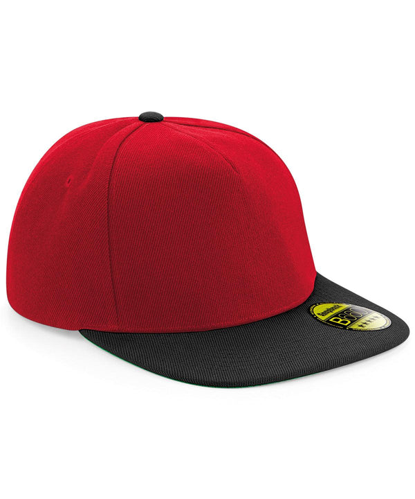 Classic Red/Black - Original flat peak snapback Caps Beechfield Headwear Schoolwear Centres